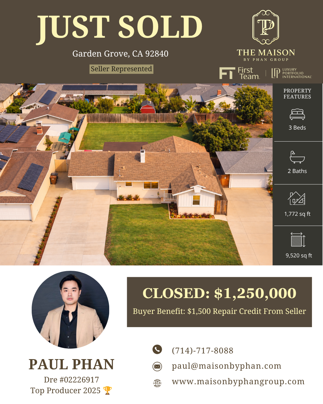 Just Sold — 12162 Brookhaven Park, Garden Grove, CA 92840 · Buyer represented by Paul Phan