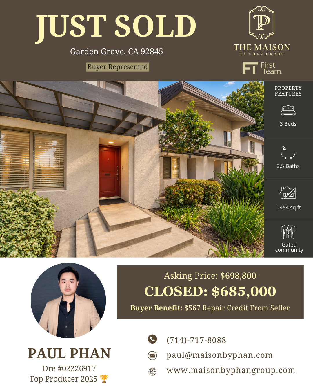 Just Sold — 6800 Lampson Ave, Garden Grove, CA 92845 · Buyer represented by Paul Phan