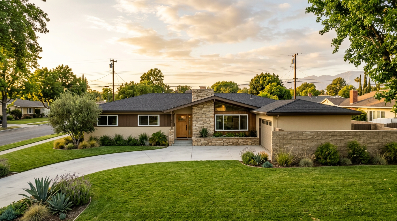 Mid-century ranch home in West Anaheim featuring a large lot suitable for an ADU