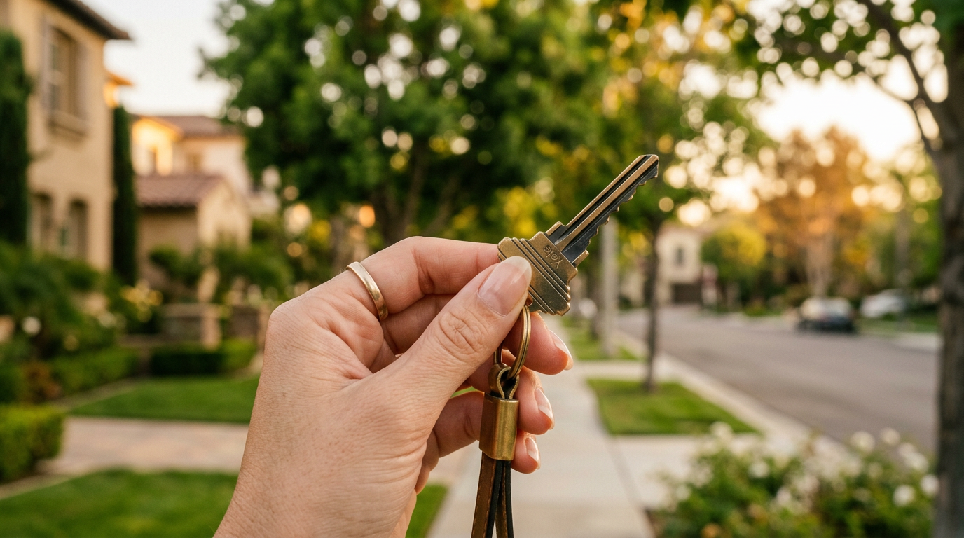 Hand holding house keys in Irvine California