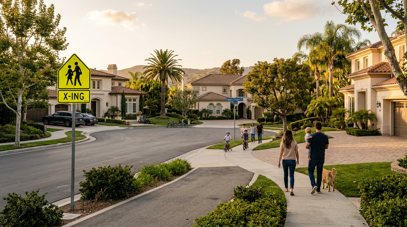 Quiet residential cul-de-sac near a school in Fountain Valley