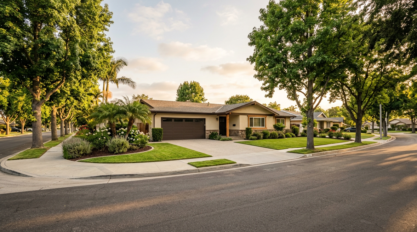 A classic 1970s ranch-style home on a tree-lined street in Fountain Valley