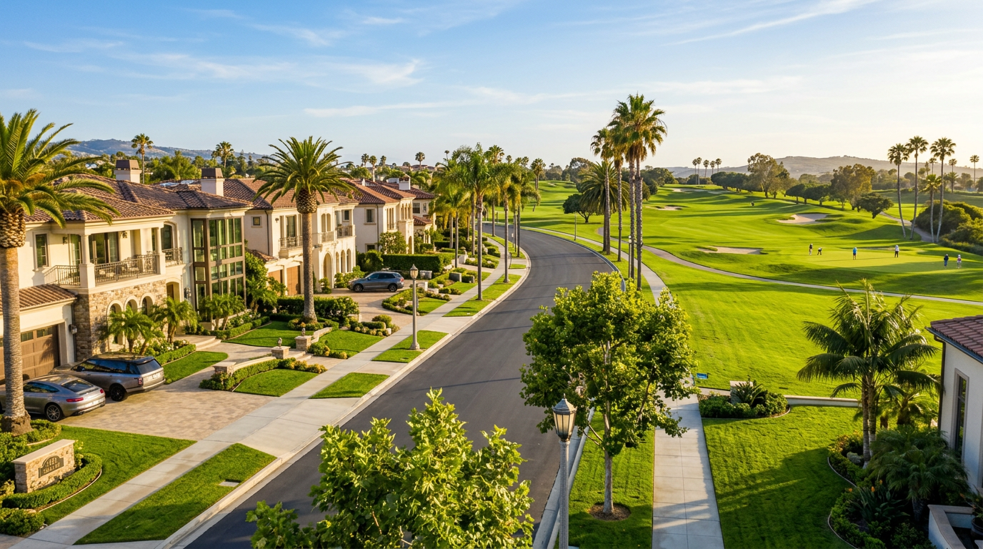 Luxury homes in the guard-gated Seacliff neighborhood of Huntington Beach