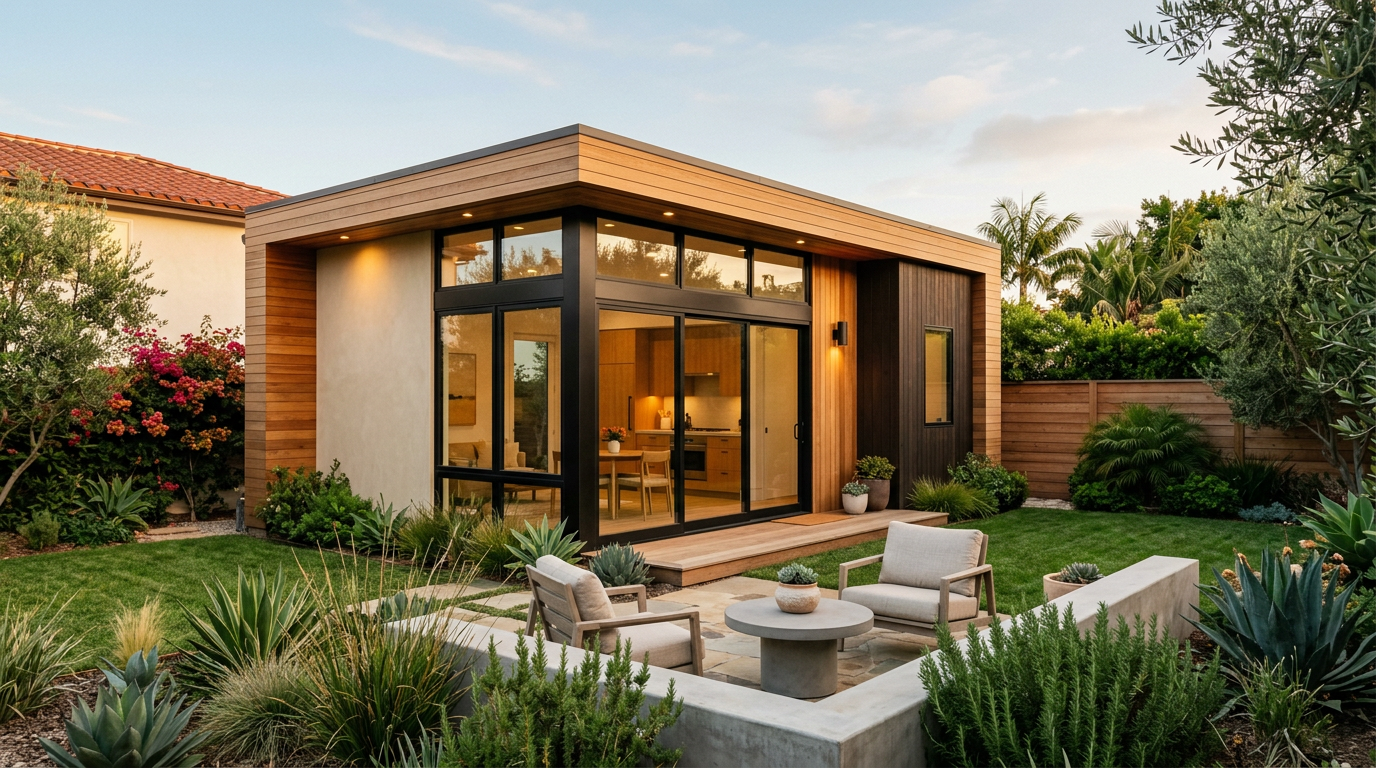 Modern ADU built in a Huntington Beach backyard